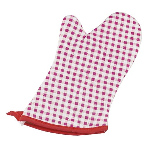 TKGチェック布製オーブンミットレッド