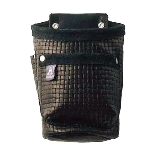 ビス袋 筒型 牛本革 型押し 黒 LEG