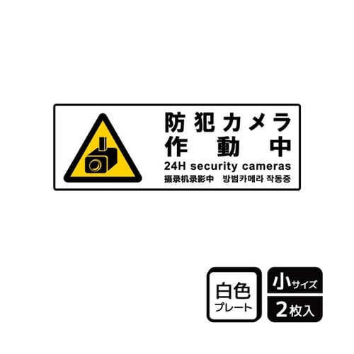 プレート 防犯カメラ作動小 2枚入 KT