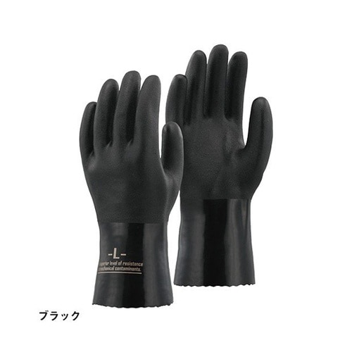 A−208 PVC耐油性手袋黒LL3双入