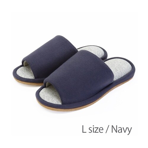 抗ウイルス 外縫いスリッパ ネイビー L