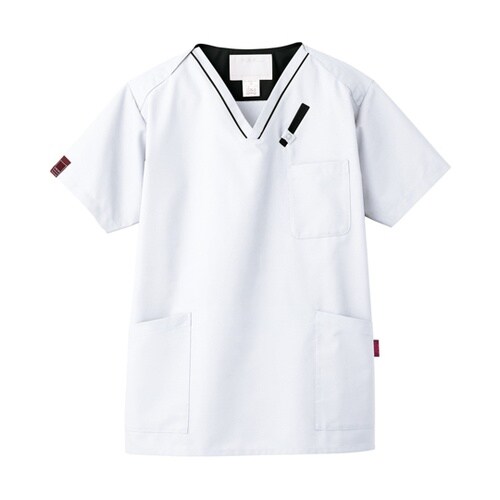 スクラブ ホワイト×ブラック LL 70