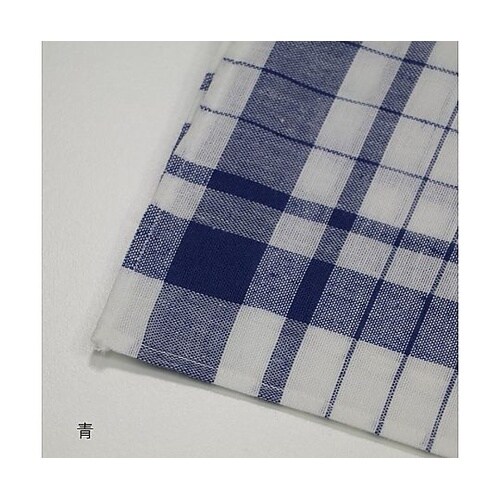 麻混ダスター格子(12枚入)青