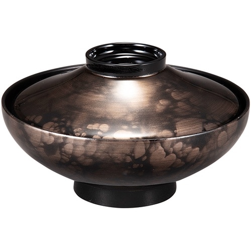 平富士煮物椀 グレー刷毛八雲 内黒 30