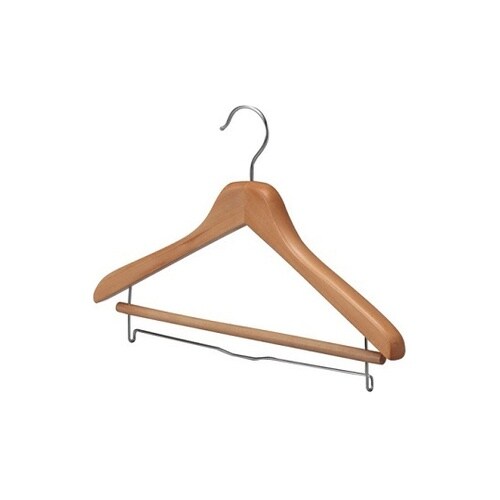 木製ハンガー 木目天然色(ピンチ無)10