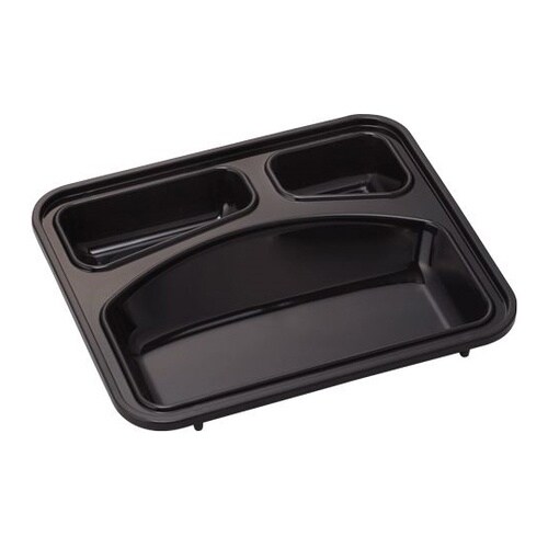 3ツ仕切り副食容器 本体 蓋セット クロ