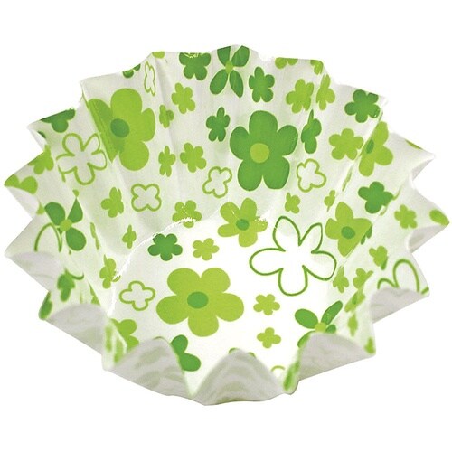 XAZ5210 紙カップ丸 小花グリーン