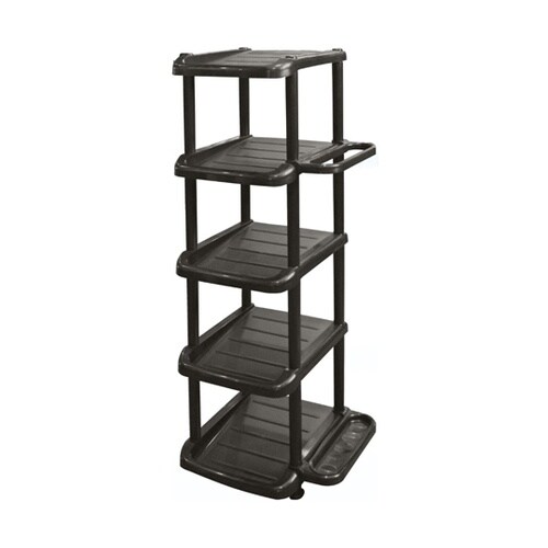 シューズラック 5段 傘立て付き ブラウ