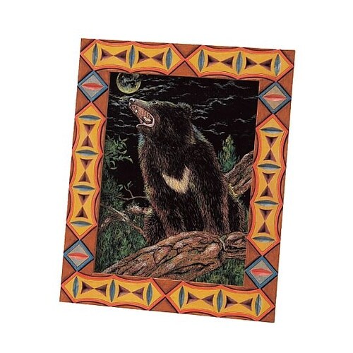 13547 アートガラス木彫額縁セット大