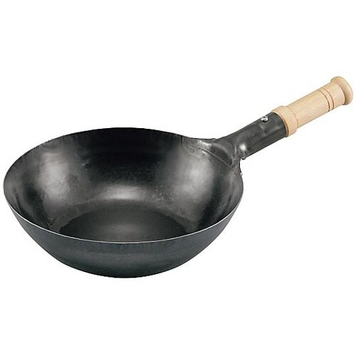 山田 鉄木柄中華片手鍋 39cm 底平型