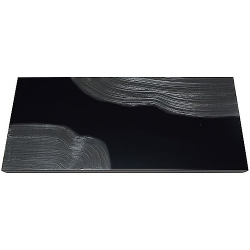 漆黒刷毛目 黒 長角トレー 隅黒漆流水