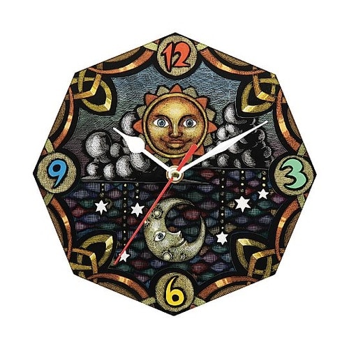 13239 八角アートガラス時計