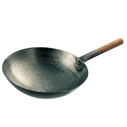 本場鉄 打出木柄 中華片手鍋 15インチ