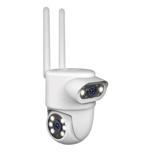 スマートカメラ 2眼/防水/首振/照明