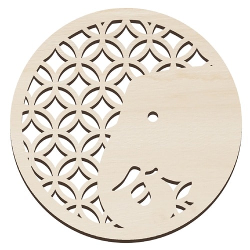 木製コースター φ100mm ゾウ