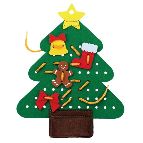 ツリーに飾り付けひもとおし