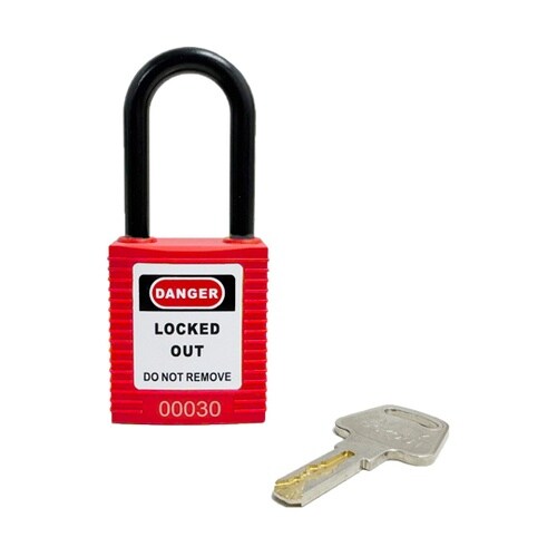 ロックアウト用絶縁パドロック 赤 吊38