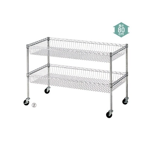 シェルフワゴン2段展開 W90×D60c