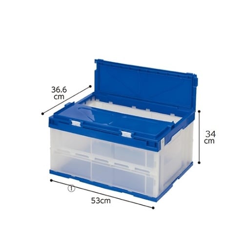 フタ一体型 折りたたみコンテナ(透明)