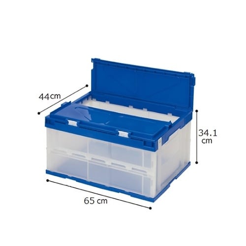 フタ一体型 折りたたみコンテナ(透明)