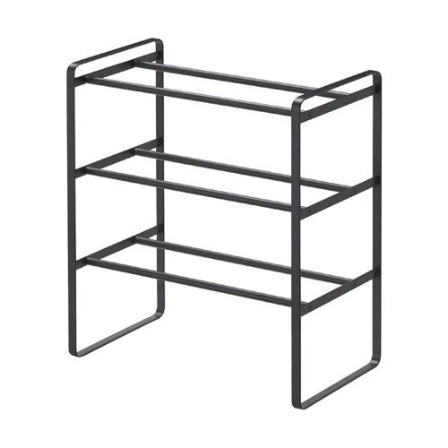 伸縮シューズラック フレーム3段 ブラッ