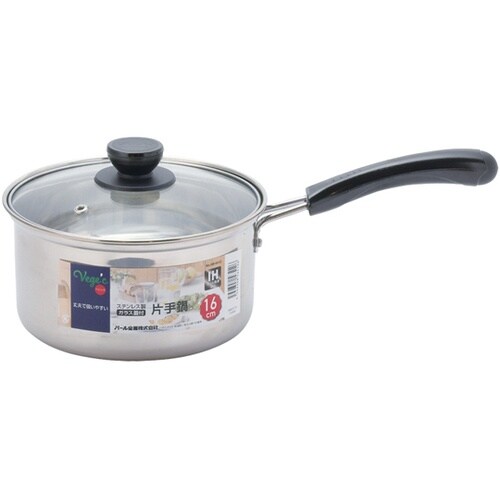 ベジック ステンレス製ガラス蓋付片手鍋