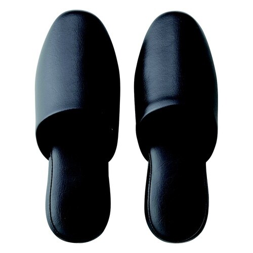 シボナシレザー風スリッパ 5足組 ブラッ