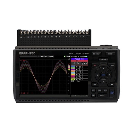 データロガー本体と20ch高耐圧高精度ネ