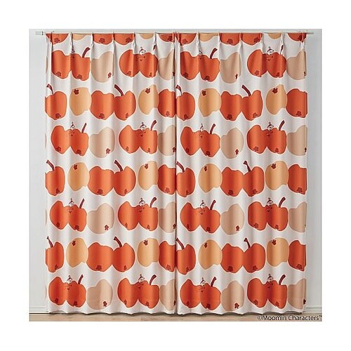 MOOMIN 遮光カーテン リンゴガブリ