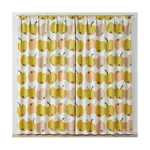 MOOMIN 遮光カーテン リンゴガブリ