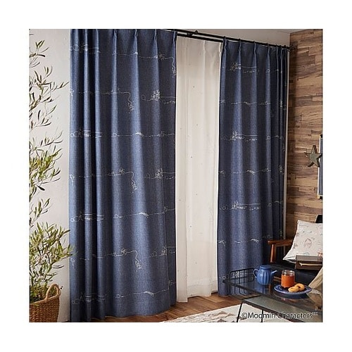 MOOMIN 遮光カーテン デニムボーダ