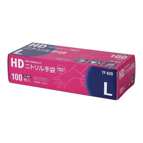 HDニトリル手袋超厚手L ダークブルー