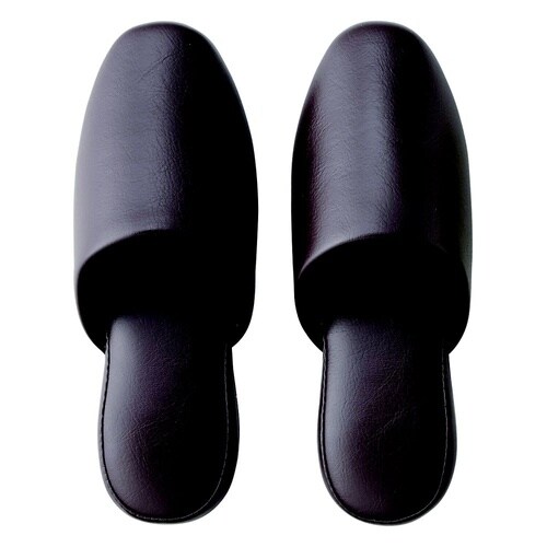 シボナシレザー風スリッパ 5足組 ダーク