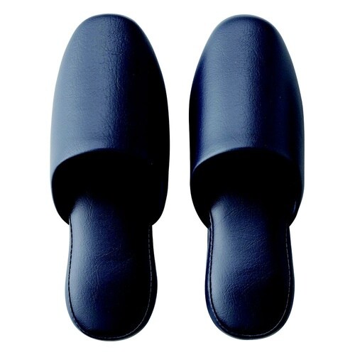 シボナシレザー風スリッパ 5足組 ネイビ
