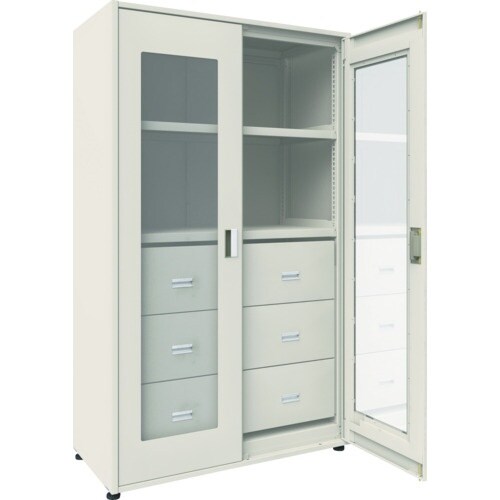 TRUSCO M3型ユニット中量棚 両開きアクリル