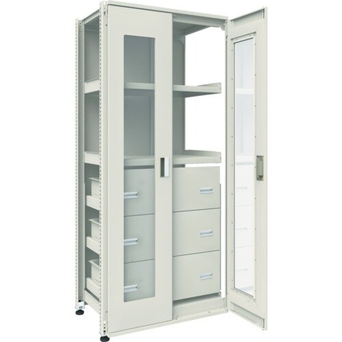 TRUSCO M3型ユニット中量棚 両開きアクリル