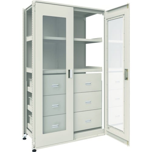 TRUSCO M3型ユニット中量棚 両開きアクリル