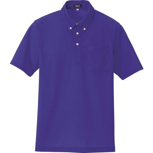 アイトス ボタンダウン半袖ポロシャツ パープル L