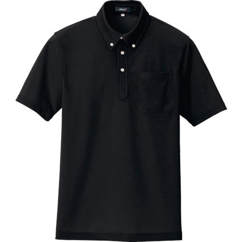 アイトス ボタンダウン半袖ポロシャツ ブラック S