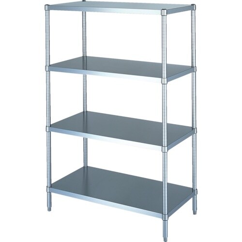 シンコー ステンレスラック(ベタ棚タイプ)4段 R