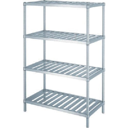 シンコー ステンレスラック(スノコ棚タイプ)4段