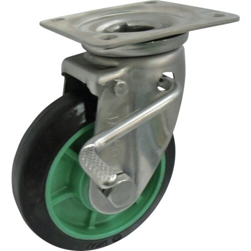 ヨドノ 樹脂製ゴム車輪ステンレス製自在車ストッパー