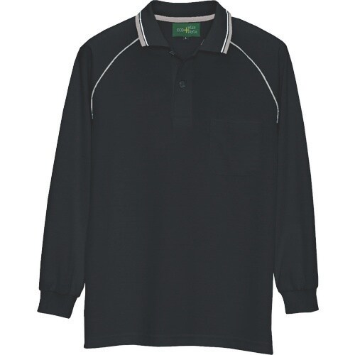 アイトス 制電長袖ポロシャツ(男女兼用) ブラック
