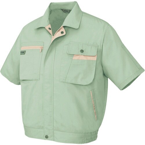 アイトス 半袖ブルゾン(男女兼用) グリーン×ライ