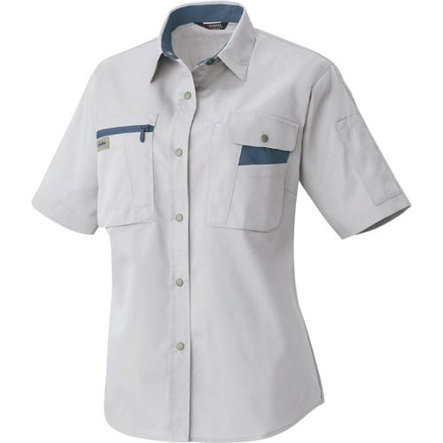 アイトス レディース半袖シャツ シルバーグレー×ネ