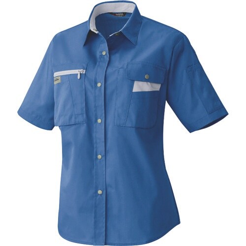 アイトス レディース半袖シャツ ブルー×シルバーグ