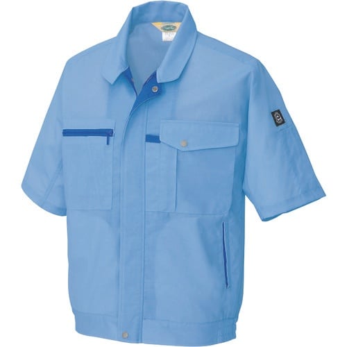 アイトス 半袖ブルゾン(男女兼用) サックス LL