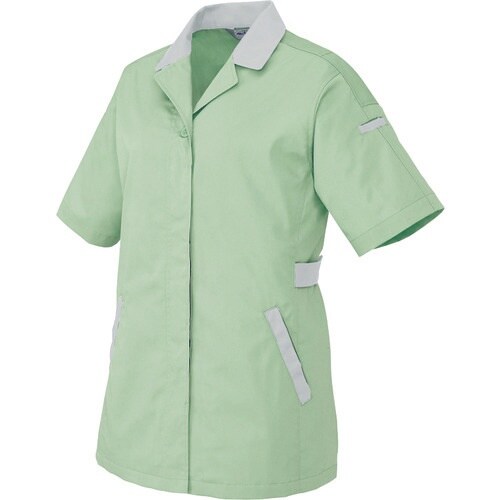 アイトス 半袖スモック グリーン×シルバーグレー