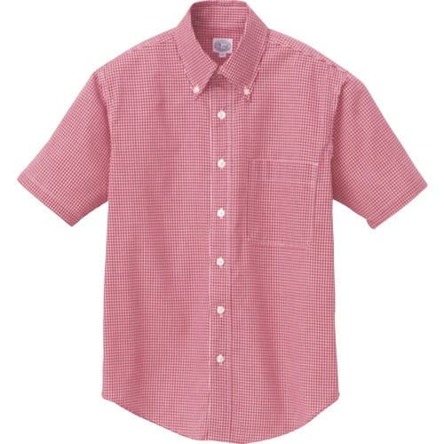 アイトス 半袖ギンガムチェックボタンダウンシャツ(