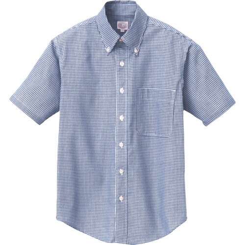 アイトス 半袖ギンガムチェックボタンダウンシャツ(